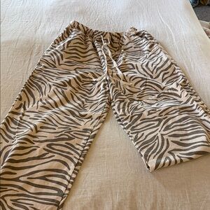 Bohme Zebra Print Straight Leg Pants - Tan and Brown